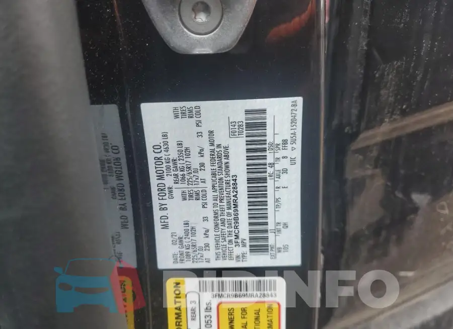 3FMCR9B69MRA28843 Photo# 13