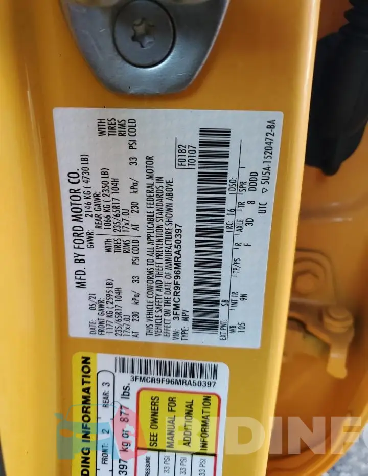 3FMCR9F96MRA50397 Photo# 13