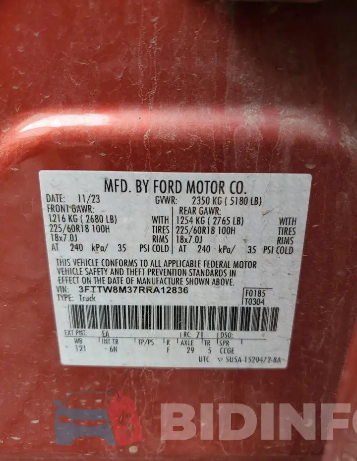 3FTTW8M37RRA12836 Photo# 13
