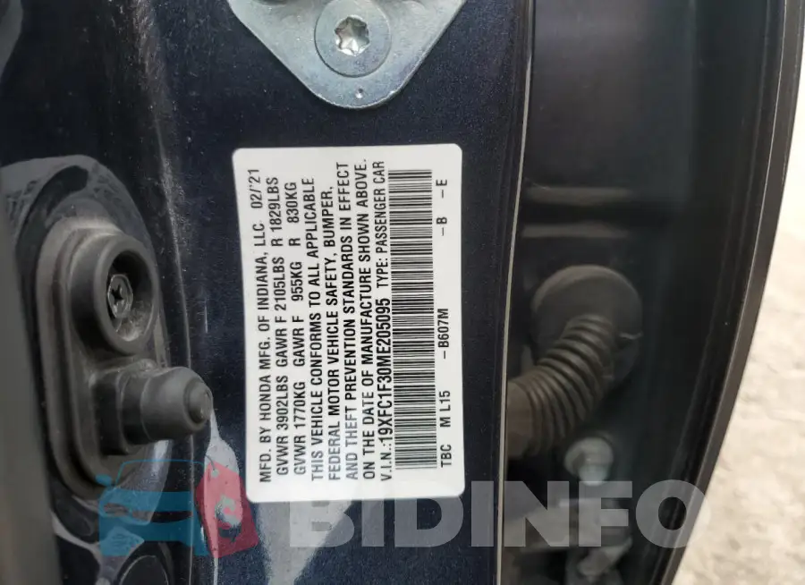 19XFC1F30ME205095 Photo# 12