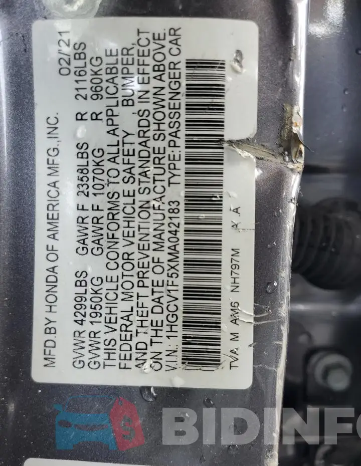 1HGCV1F5XMA042183 Photo# 12