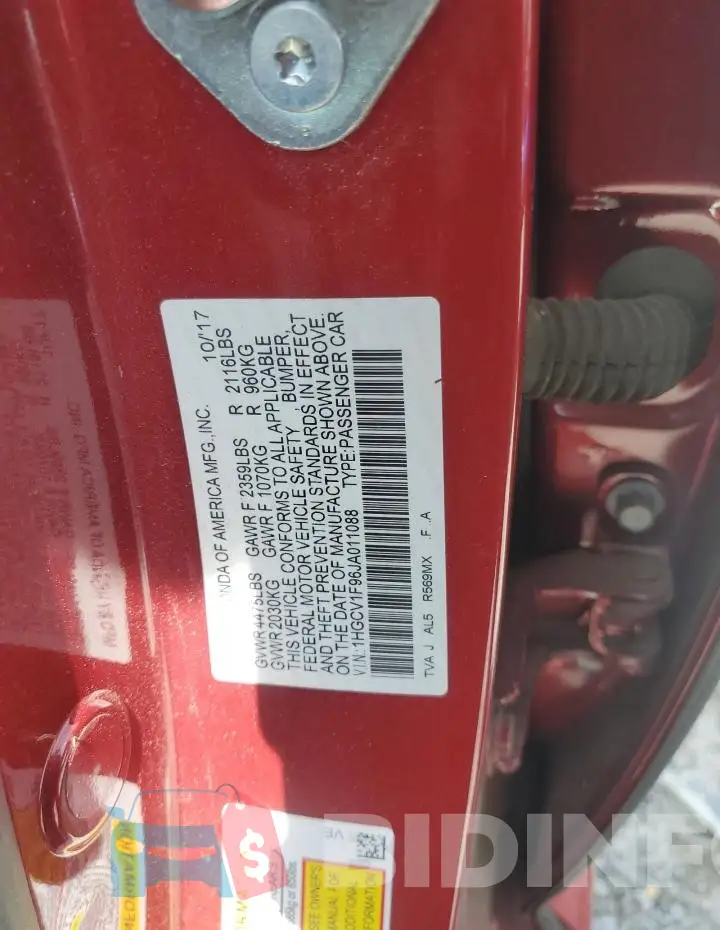 1HGCV1F96JA011088 Photo# 13