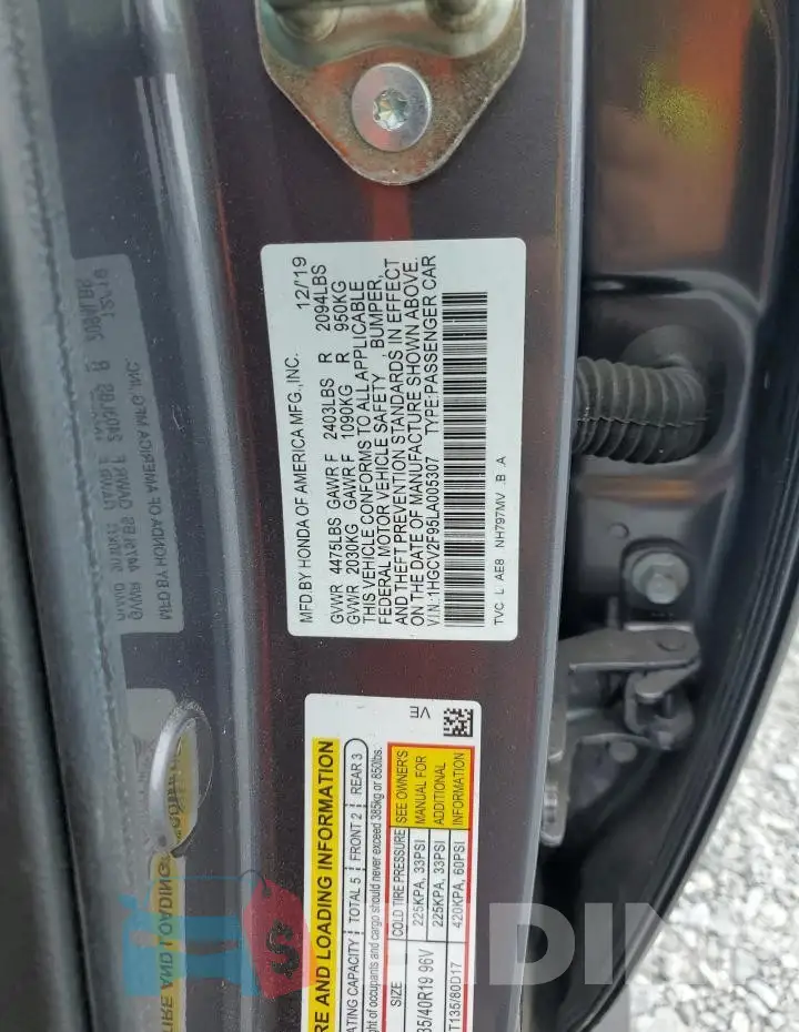 1HGCV2F95LA005307 Photo# 13