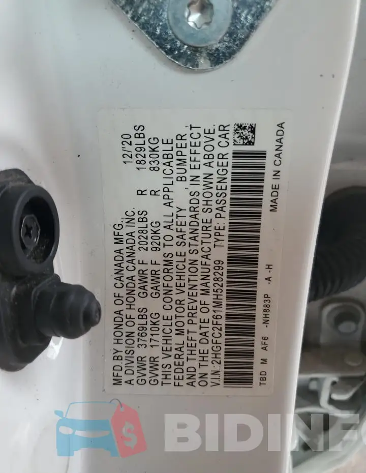 2HGFC2F61MH528299 Photo# 13