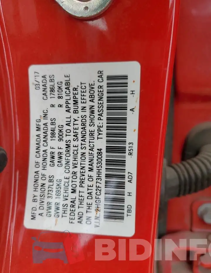 2HGFC2F73HH530084 Photo# 12