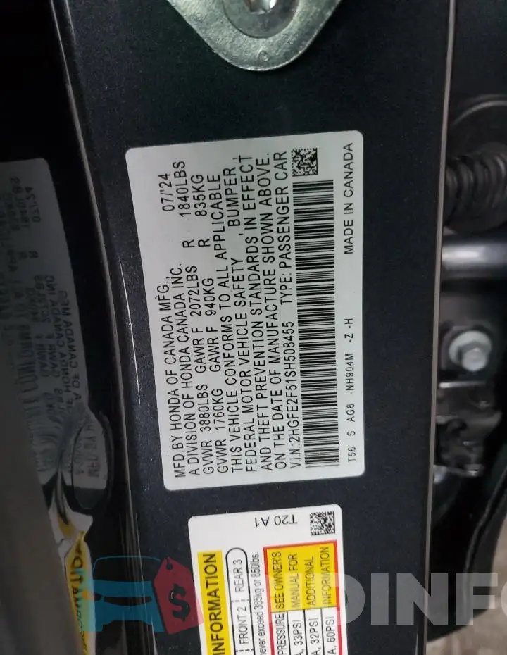 2HGFE2F51SH508455 Photo# 12