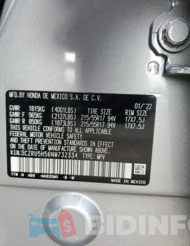 3CZRU5H56NM732334 Photo# 13