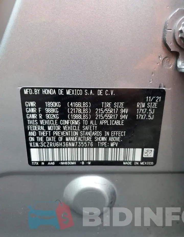 3CZRU6H36NM735576 Photo# 13