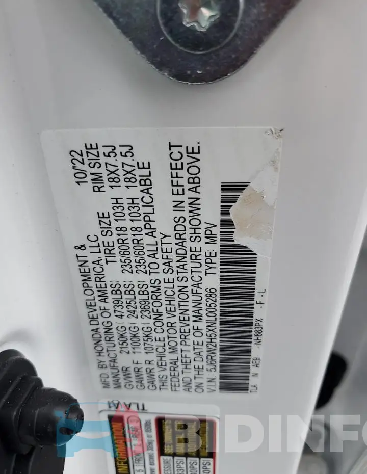 5J6RW2H5XNL005286 Photo# 13