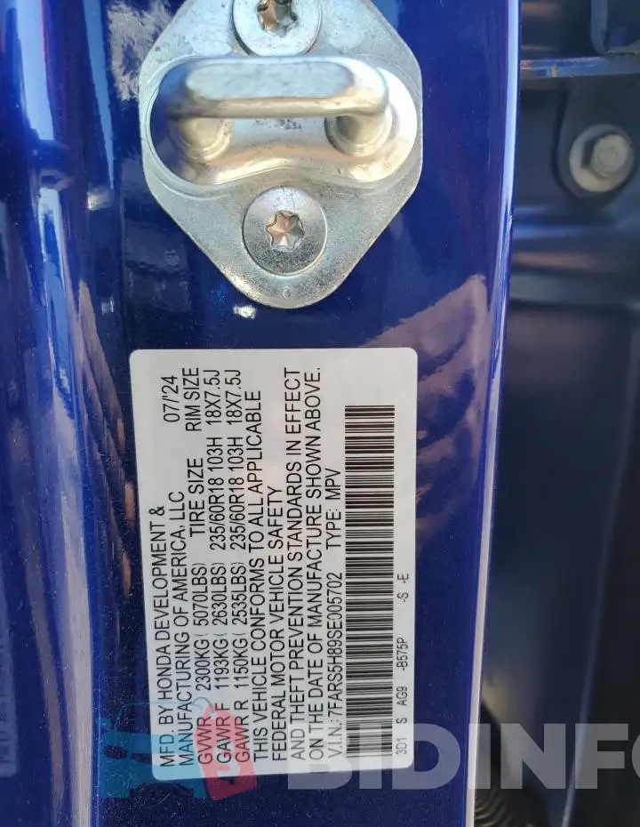 7FARS5H89SE005702 Photo# 13