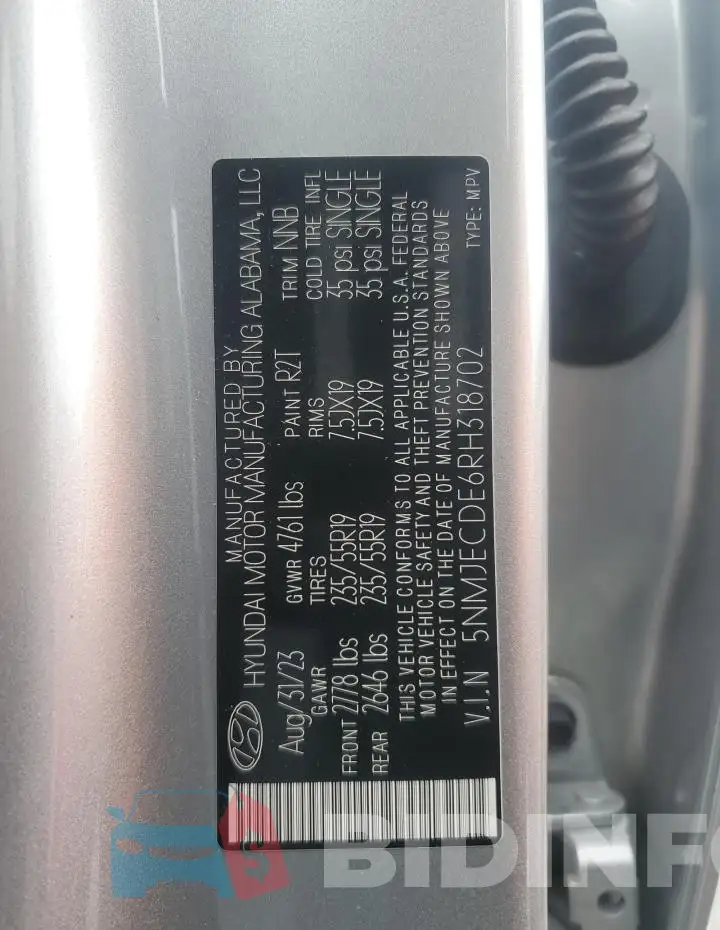 5NMJECDE6RH318702 Photo# 13