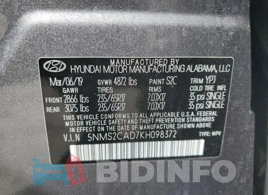 5NMS2CAD7KH098372 Photo# 13