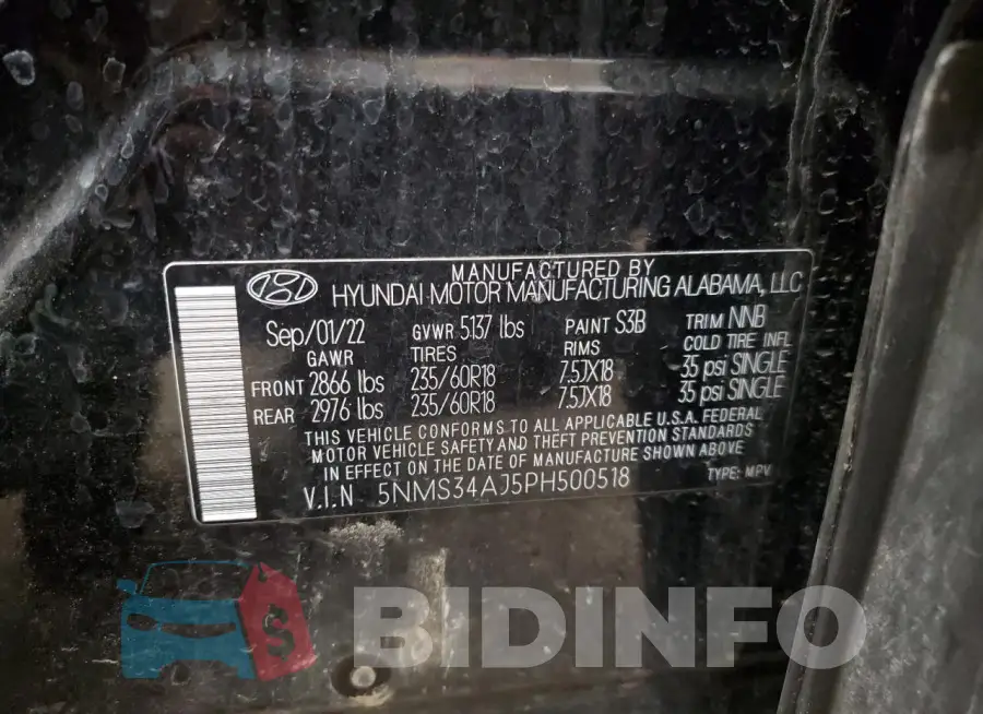 5NMS34AJ5PH500518 Photo# 14