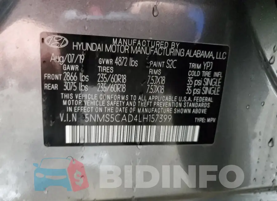 5NMS5CAD4LH157399 Photo# 14