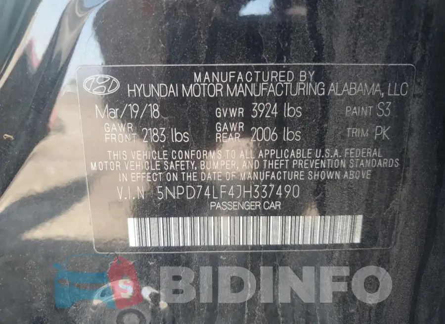 5NPD74LF4JH337490 Photo# 12