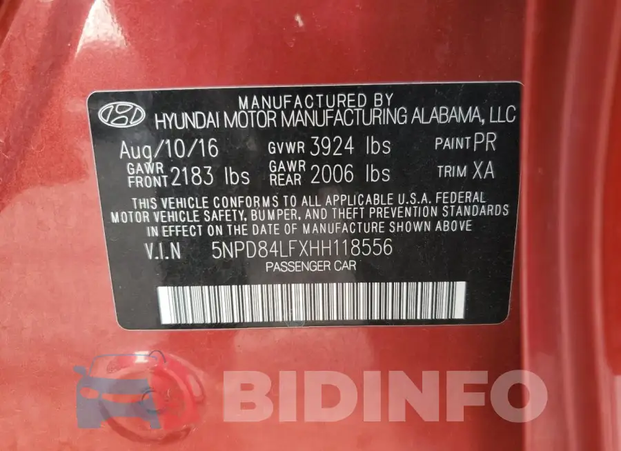 5NPD84LFXHH118556 Photo# 12