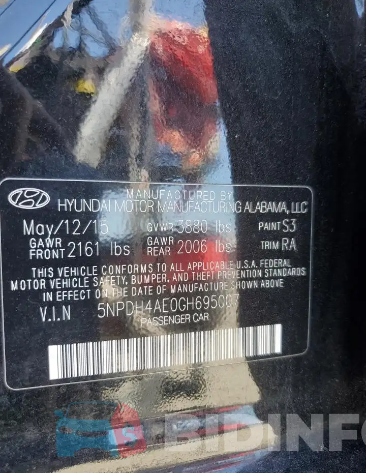 5NPDH4AE0GH695007 Photo# 12