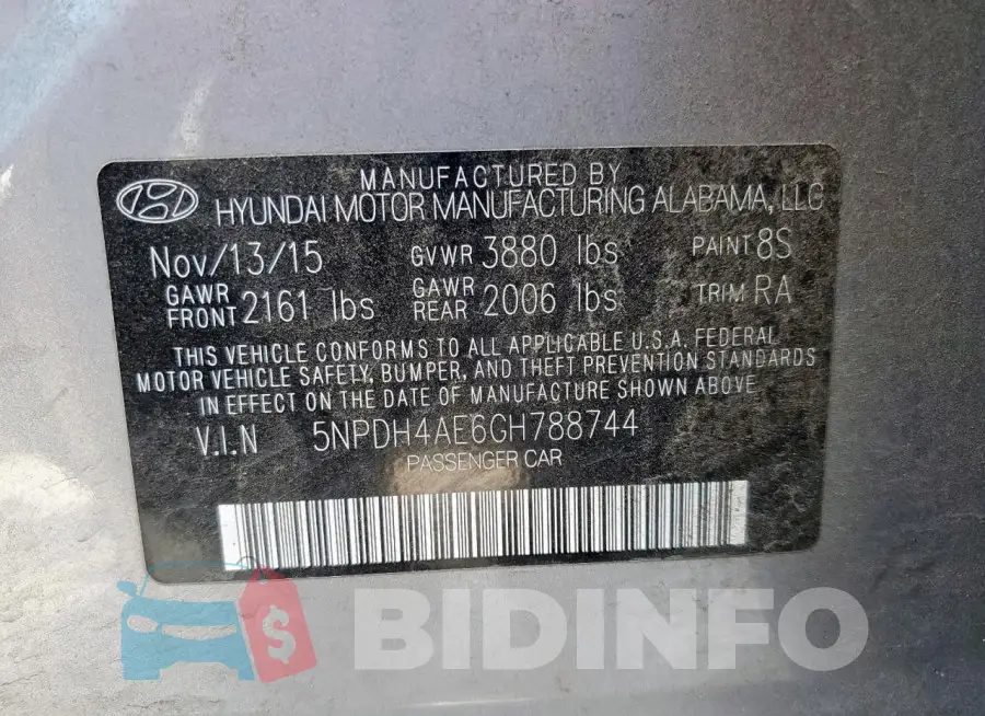 5NPDH4AE6GH788744 Photo# 12