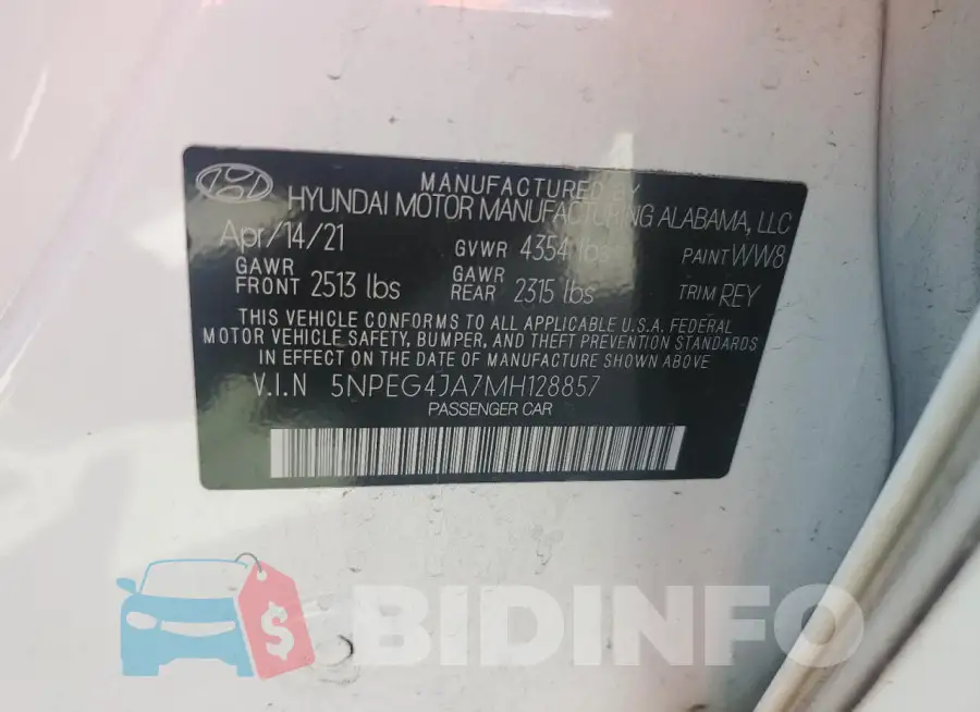5NPEG4JA7MH128857 Photo# 12