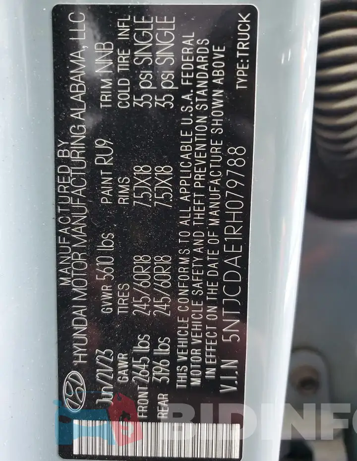 5NTJCDAE1RH079788 Photo# 12
