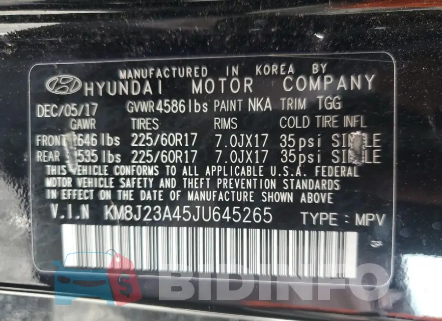 KM8J23A45JU645265 Photo# 14