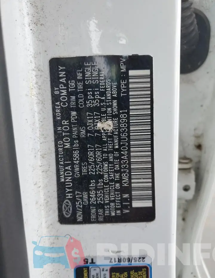KM8J33A40JU638981 Photo# 13