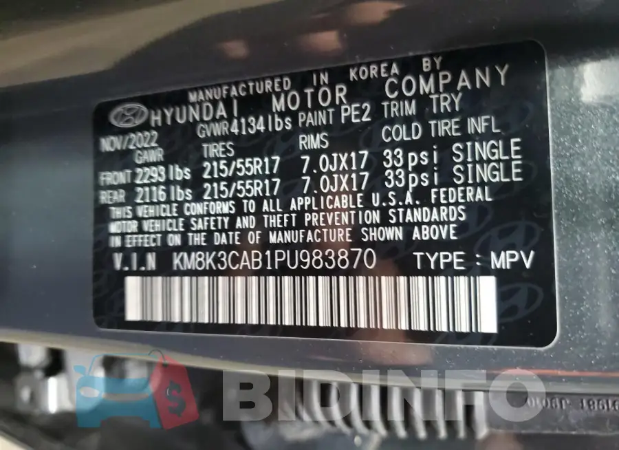 KM8K3CAB1PU983870 Photo# 13
