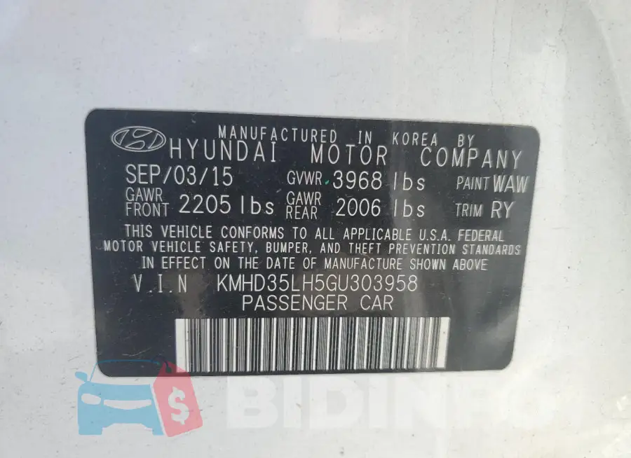 KMHD35LH5GU303958 Photo# 13