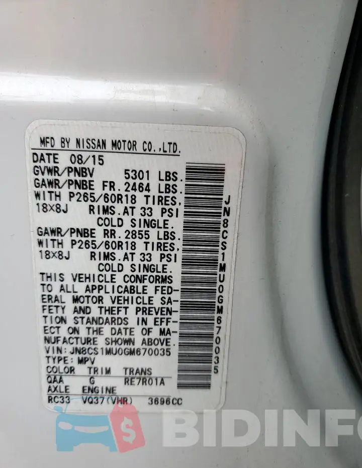 JN8CS1MU0GM670035 Photo# 13