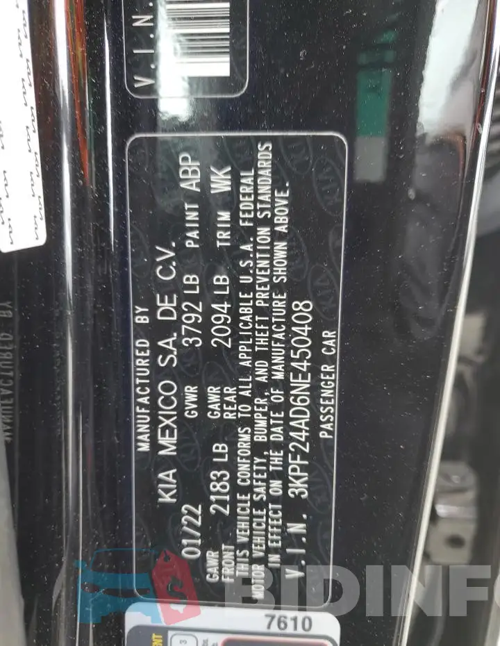 3KPF24AD6NE450408 Photo# 13