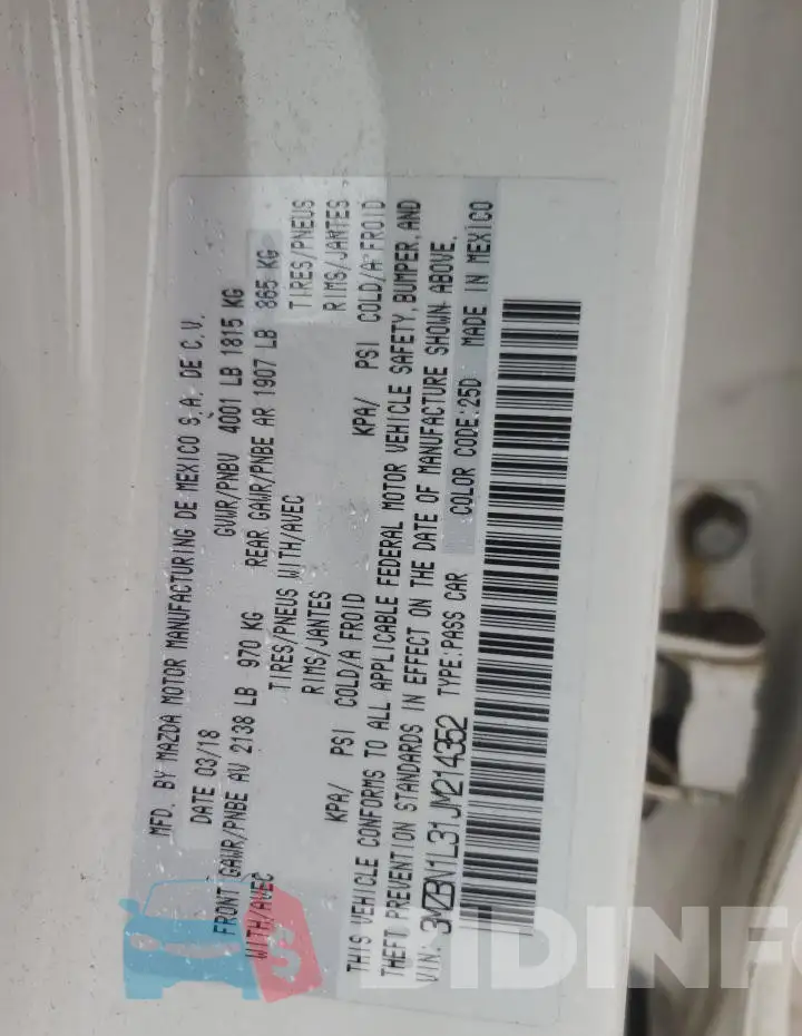3MZBN1L31JM214352 Photo# 13