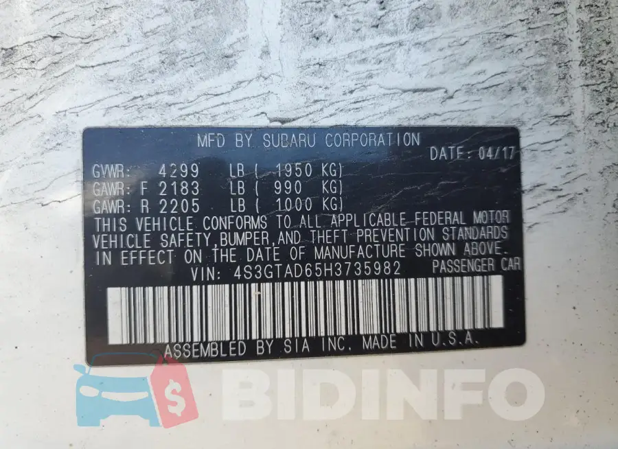4S3GTAD65H3735982 Photo# 13