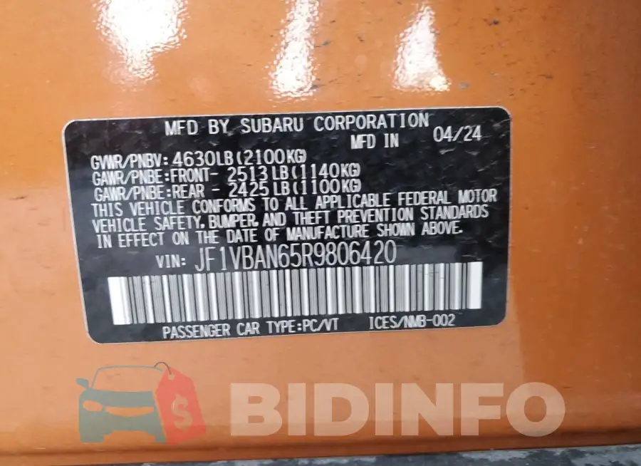 JF1VBAN65R9806420 Photo# 12