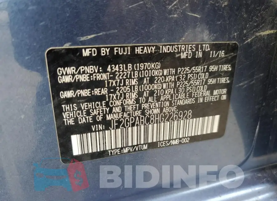 JF2GPABC8HG226928 Photo# 13