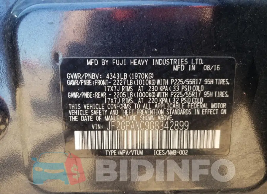 JF2GPANC9G8342899 Photo# 13