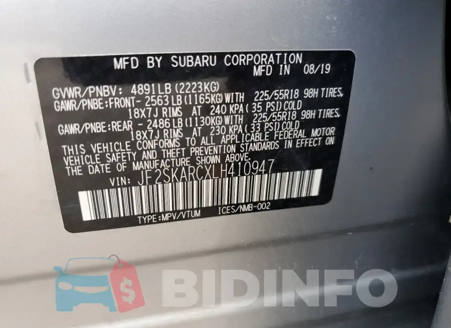 JF2SKARCXLH410947 Photo# 13