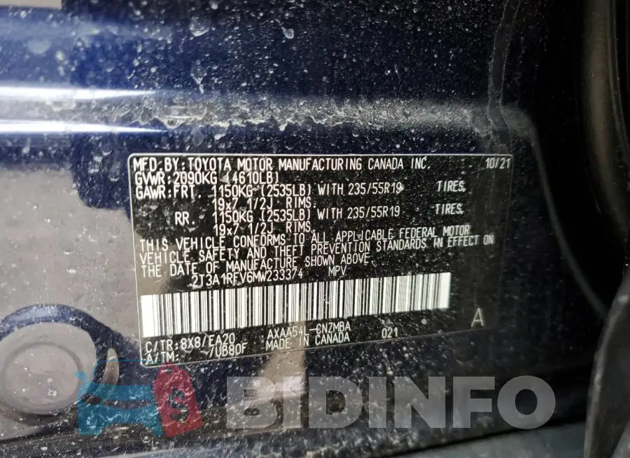 2T3A1RFV6MW233374 Photo# 13