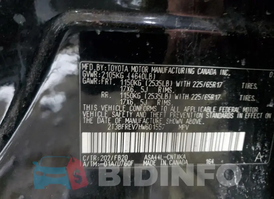 2T3BFREV7HW601557 Photo# 13