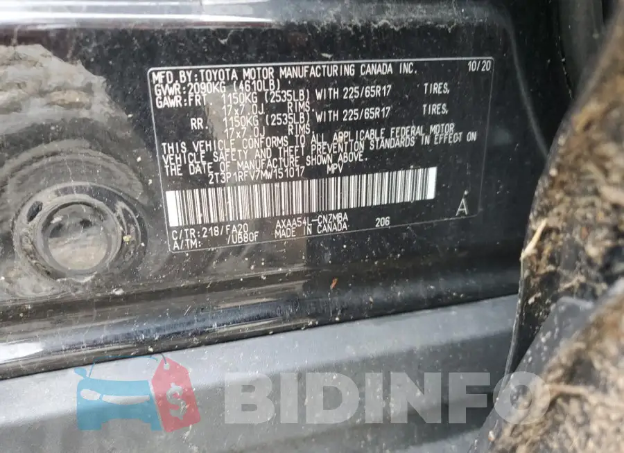 2T3P1RFV7MW151017 Photo# 13