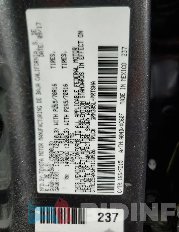 3TMCZ5AN6HM110926 Photo# 13