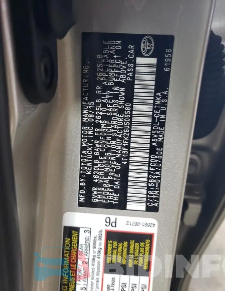 4T1BF1FK2GU506580 Photo# 12