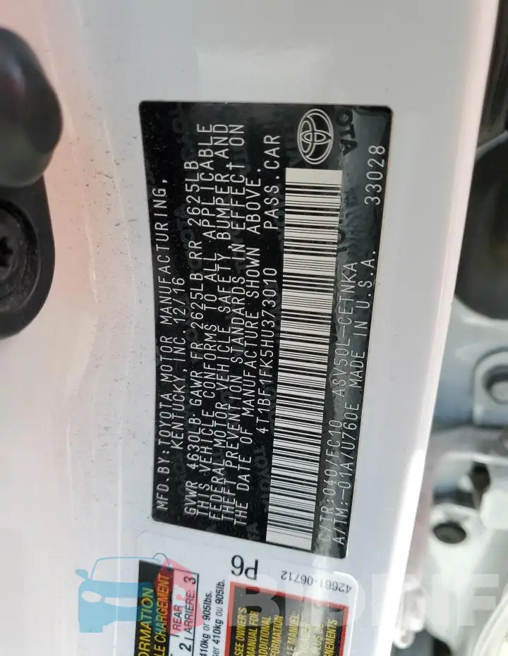 4T1BF1FK5HU373010 Photo# 12
