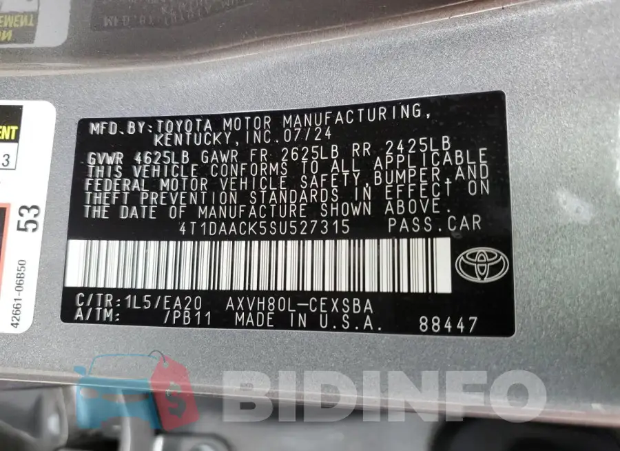 4T1DAACK5SU527315 Photo# 12