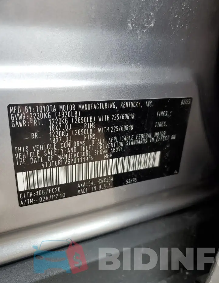 4T3T6RFV6PU111919 Photo# 13