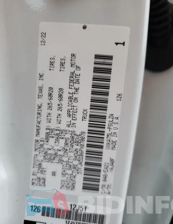 5TFJA5DB6PX070078 Photo# 12