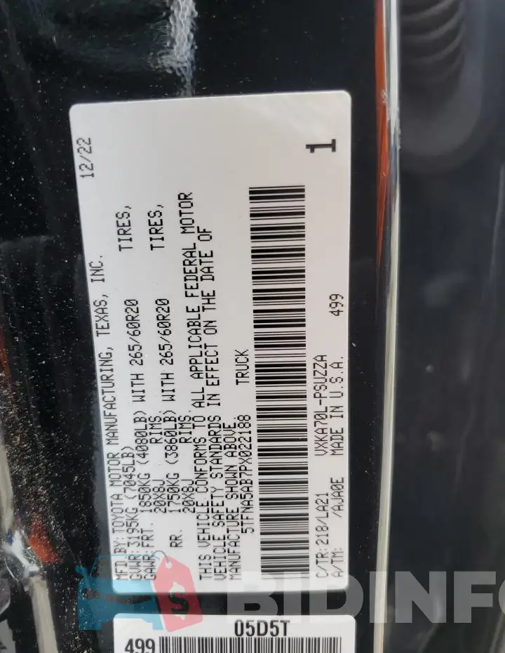 5TFNA5AB7PX022188 Photo# 12