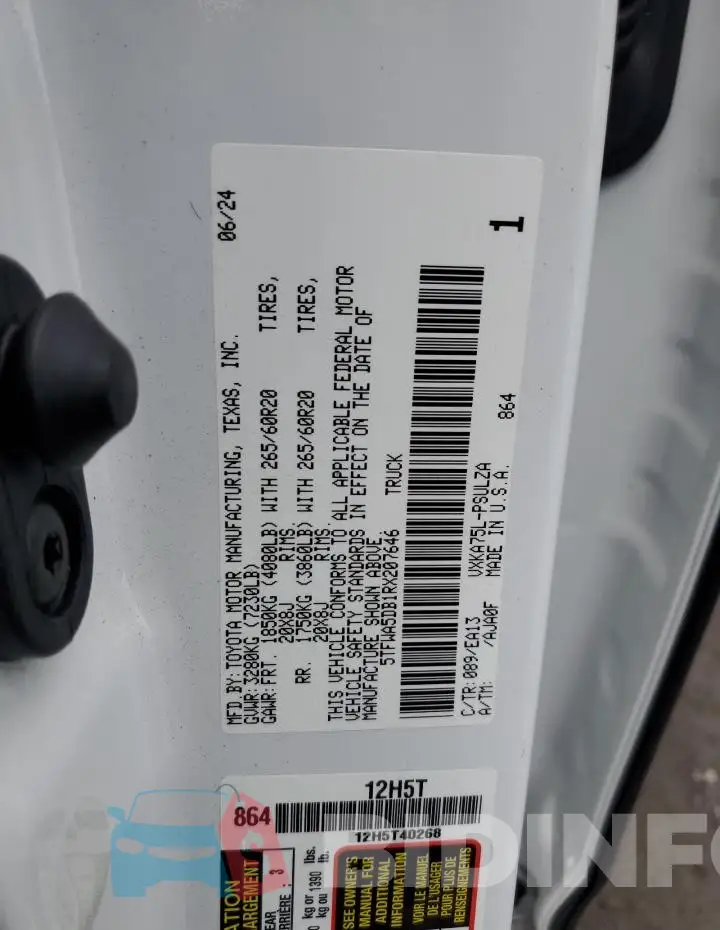 5TFWA5DB1RX207646 Photo# 12