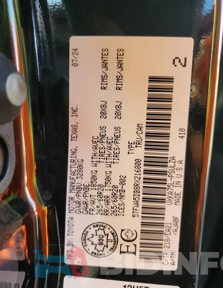 5TFWA5DB8RX216800 Photo# 12