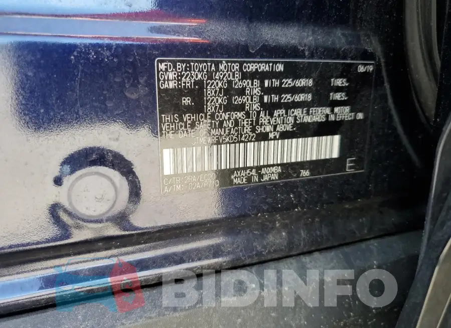 JTMEWRFV5KD514272 Photo# 13