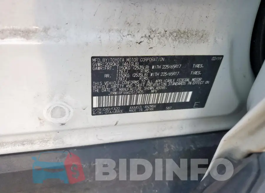 JTMW1RFV6KD512405 Photo# 13